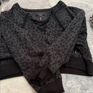 Victoria's Secret Charcoal Leopard Lace-Up Top
